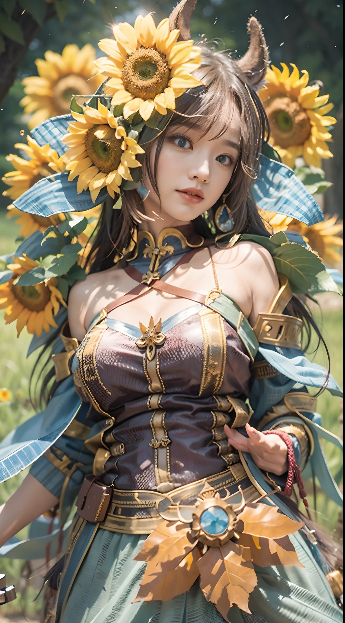 En una escena muy grandiosa，La lente gran angular extra grande captura la apariencia de una centauro femenina.。Es una monja adoradora de girasoles。Ella es alta，Tiene la máxima belleza con curvas.，Los músculos son delgados y firmes.，Hermosas lineas。Ella tiene（Ojos azul cielo súper enormes.：99.99），Siempre con gafas sexys。（Viste traje solemne de monja.：9.9），Pisar una bota de tacón tipo rascacielos，Una cruz rosa cuelga de su pecho.。（Frente a ella se encuentra la única planta de girasol tejida en maceta del mundo con una sonrisa súper curativa.：99.99），Este es el ícono de Dios tejido con hilo de alta calidad.。Utilice las herramientas avanzadas de Midjourney，Diseña trajes de monja nobles y solemnes para centauros，y resaltar sus características fisiológicas únicas y detalles de apariencia.，Añade realismo。Y en el contexto de sus oraciones y escucha de confesiones，Espectaculares vistas de la naturaleza.，Como el cielo donde se alternan tormentas y días soleados.、Brillantes ríos de estrellas y auroras.、La cumbre nevada del monte Everest、Fuegos artificiales en el pueblo de montaña., etc.。al mismo tiempo，Alejado del bullicio junto a la ermita，Crea una escena fantástica。Utilice las herramientas avanzadas de Midjourney and multiple color palettes、Pinceladas、Herramientas de textura y paquetes de modelos.，Muestra una sensación de atmósfera donde conviven la belleza y el encanto.。El encanto de la centauro femenina se resalta a través del color y las líneas.，Mejora el realismo con detalles，Crea una sensación de ensueño surrealista。Además，Usa las herramientas de Midjourney para agregar varios accesorios y libros de exorcismo a la centauro femenina.、pergaminos，Crea peinados y atuendos complejos，Dale una sensación de prima。ella nunca se inmuta，No importa qué monstruo encuentres，puede responder rápidamente，Incluso los ejércitos más extremos de desastres naturales y monstruos no pudieron detenerla a ella ni a su frente.（El único girasol de la imagen con efecto Tyndall que irradia luz solar.：999.9）。Utilice las poderosas herramientas de Midjourney，Puedes hacerlo con increíble detalle y belleza.，Da vida a esta grandiosa y hermosa escena。Escenas ultra grandiosas，tiro súper amplio， hdr，（Realismo，Masterpiec