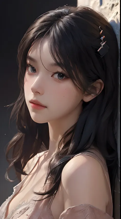 (Masterpiece) , (Best Quality) , (Reality: 1.3) , Realistic, Octane Rendering, (Surreal: 1.2) , Perfect Functionality, Modern Everyday, perfect lips, blushing very hard, kissable face and lips, amazing makeup, against a wall, (High School Streamer Blushing...