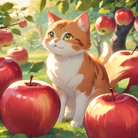 Seamless pattern cute cats and red apples

(best quality,4k,8k,highres,masterpiece:1.2),ultra-detailed,(realistic,photorealistic,photo-realistic:1.37), colorful, playful, vibrant, cute cats, red apples, seamless pattern, adorable expressions, fluffy fur, b...