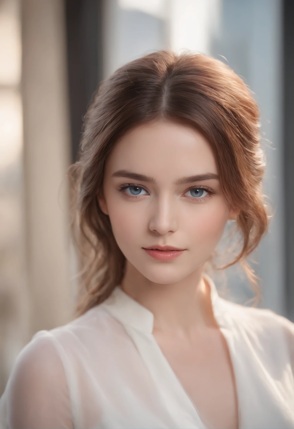 {{masterpiece}},best quality,highly detailed,extremely detailed CG unity 8k wallpaper, 1girl, blue eyes, wavy brown hair, upper body, shot,high close up, highly detailed,center frame,sharp focus, looking at viewer, floting hair, white background, no background