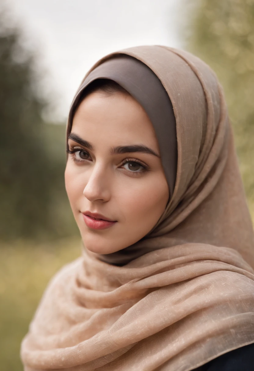 A close up of a woman wearing a scarf and a black top - SeaArt AI