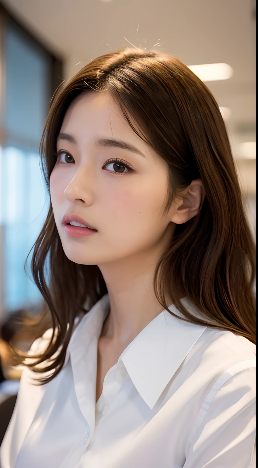 - [ ] Photorealistic:1.37, masutepiece, Best Quality, Raw photo, absurderes, nffsw, 1girl in, Wavy Hair, Brown hair , Looking at Viewer, In the large conference room of the office in the Hightower office building in Tokyo ,Tokyo Tower,intricate detailes, Detailed background, Detailed skin, Pore, hight resolution, nffsw , Presentation to 10 Men , beautiful model, Soft light on the face,japanse_modeled , midium breasts, 30-year-old woman with ,((White uniform shirt))