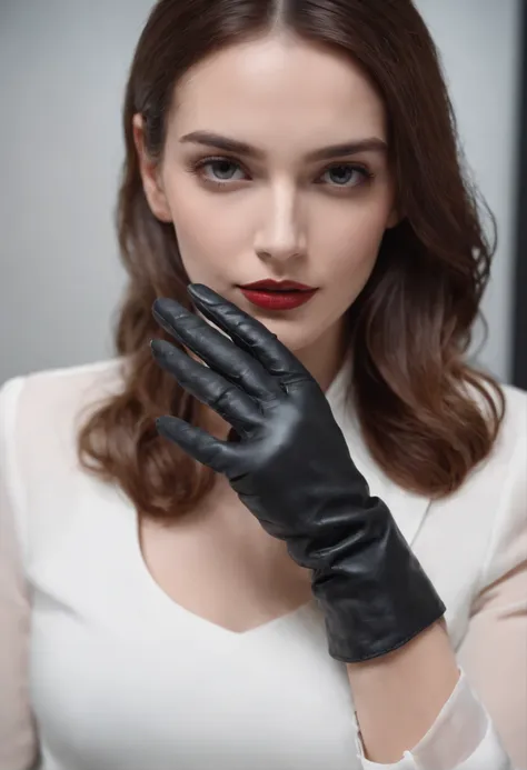 A Woman Wearing Black Leather Gloves In Both Hands, Mysterious Hands ...