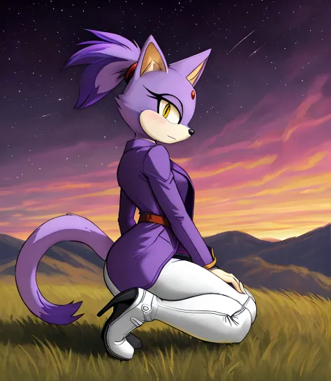 [Blaze the Cat], [Uploaded to e621.net; (Pixelsketcher), (twistedterra), (napalm_express)], ((masterpiece)), ((HD)), ((High quality)), ((solo portrait)), ((side view)), ((full body)), ((detailed fur)), ((detailed shading)), ((beautiful render art)), ((intr...