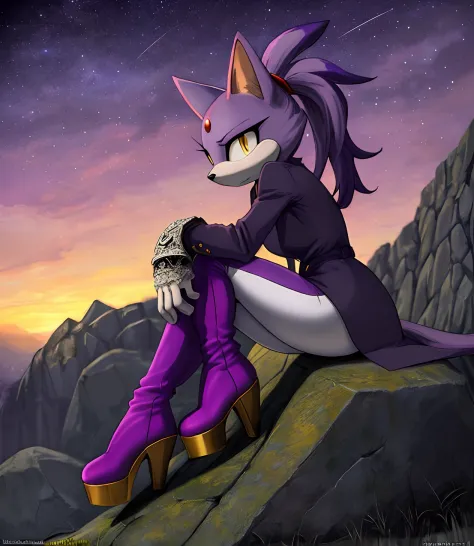 [Blaze the Cat], [Uploaded to e621.net; (Pixelsketcher), (twistedterra), (napalm_express)], ((masterpiece)), ((HD)), ((High quality)), ((solo portrait)), ((side view)), ((full body)), ((detailed fur)), ((detailed shading)), ((beautiful render art)), ((intr...