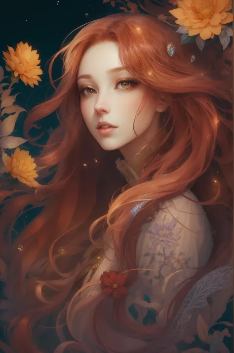 （（Gorgeous 18-year-old princess）），（She has long flowing brownish-red hair），（Bright and beautiful eyes），trendding on artstation，F...