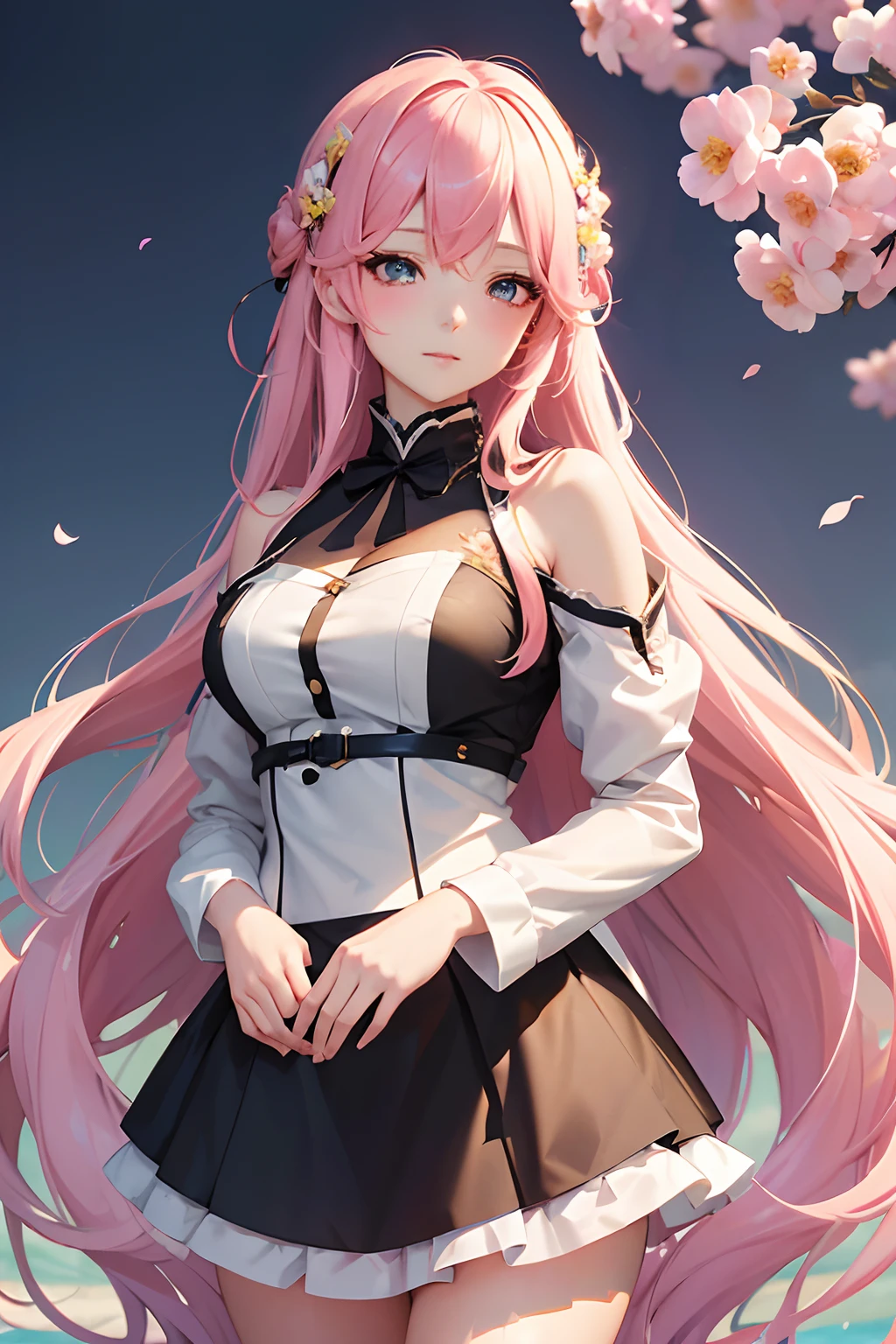 anime - stylish girl with long hair and flowers in her hair, cute anime waifu in a nice dress, beautiful anime girl, cute detailed digital art, Beautiful anime portrait, guweiz on pixiv artstation, artwork in the style of guweiz, guweiz on artstation pixiv, detailed digital anime art, anime style 4 k