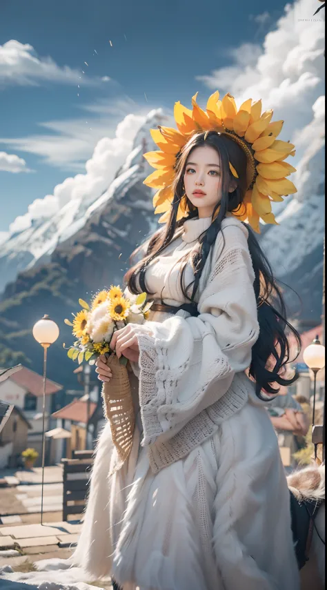 In a very grand scene，The extra-large wide-angle lens captures the appearance of a female centaur。She is a Sunflower Worship nun...