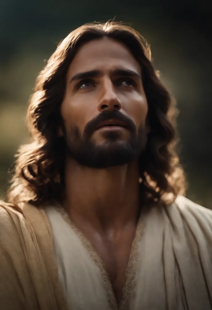 retrato de jesus cristo segurando um cartaz