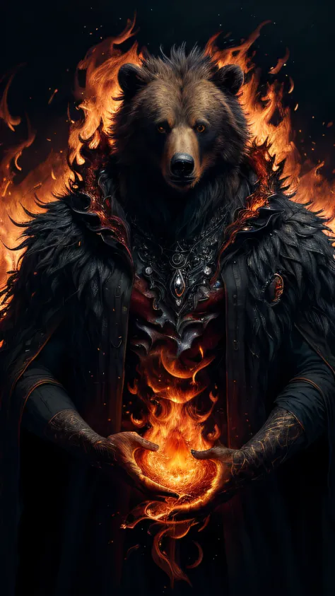 a bear portrait of a hyper-detailed in the style of a Harry Potter dementor and a rogue character dnd, ginger hair, (nice: 1.3) thoughtful expression, full body, conjuring magical energy, filmed cinematic in canon 5d ultra realistic skin, Fabian Perez Henr...