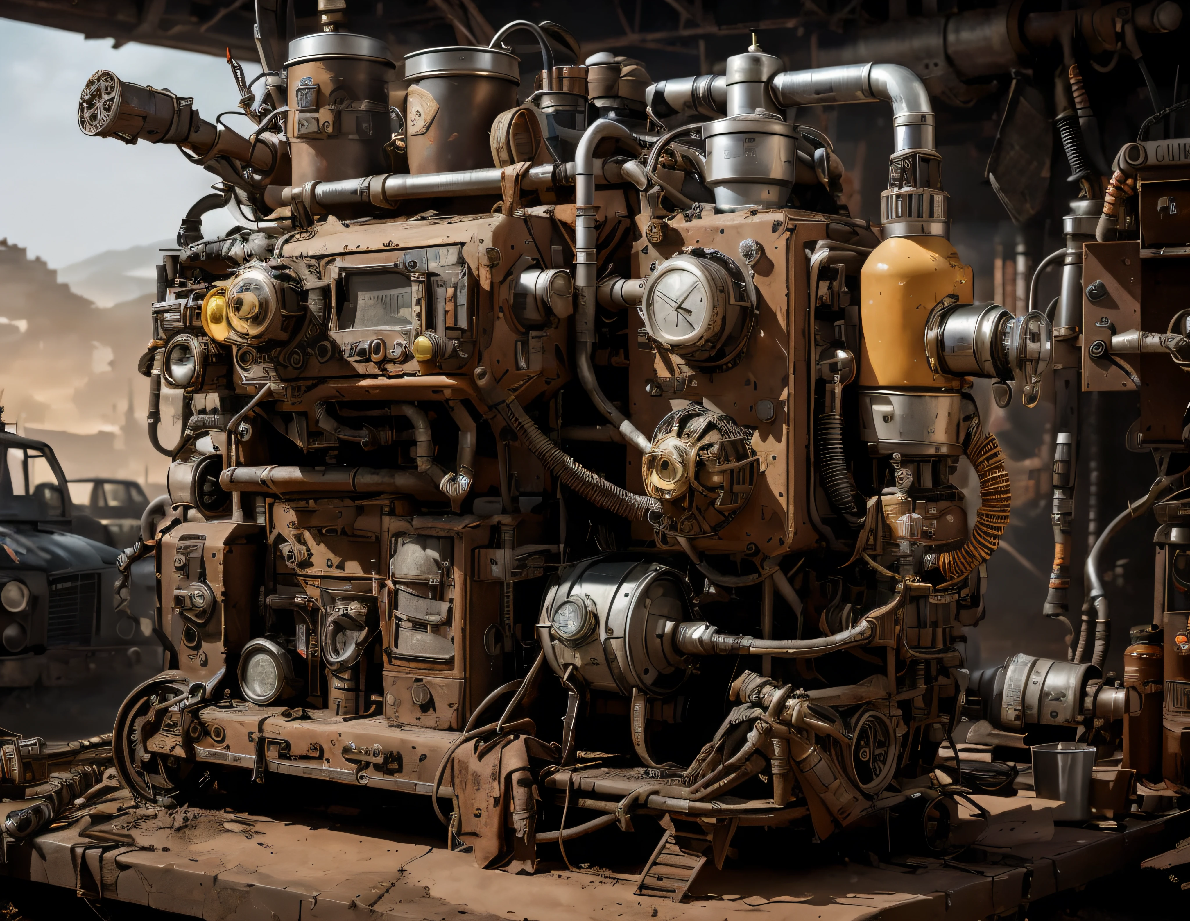 Стиль MadMax, постапокалиптический промышленный двигатель