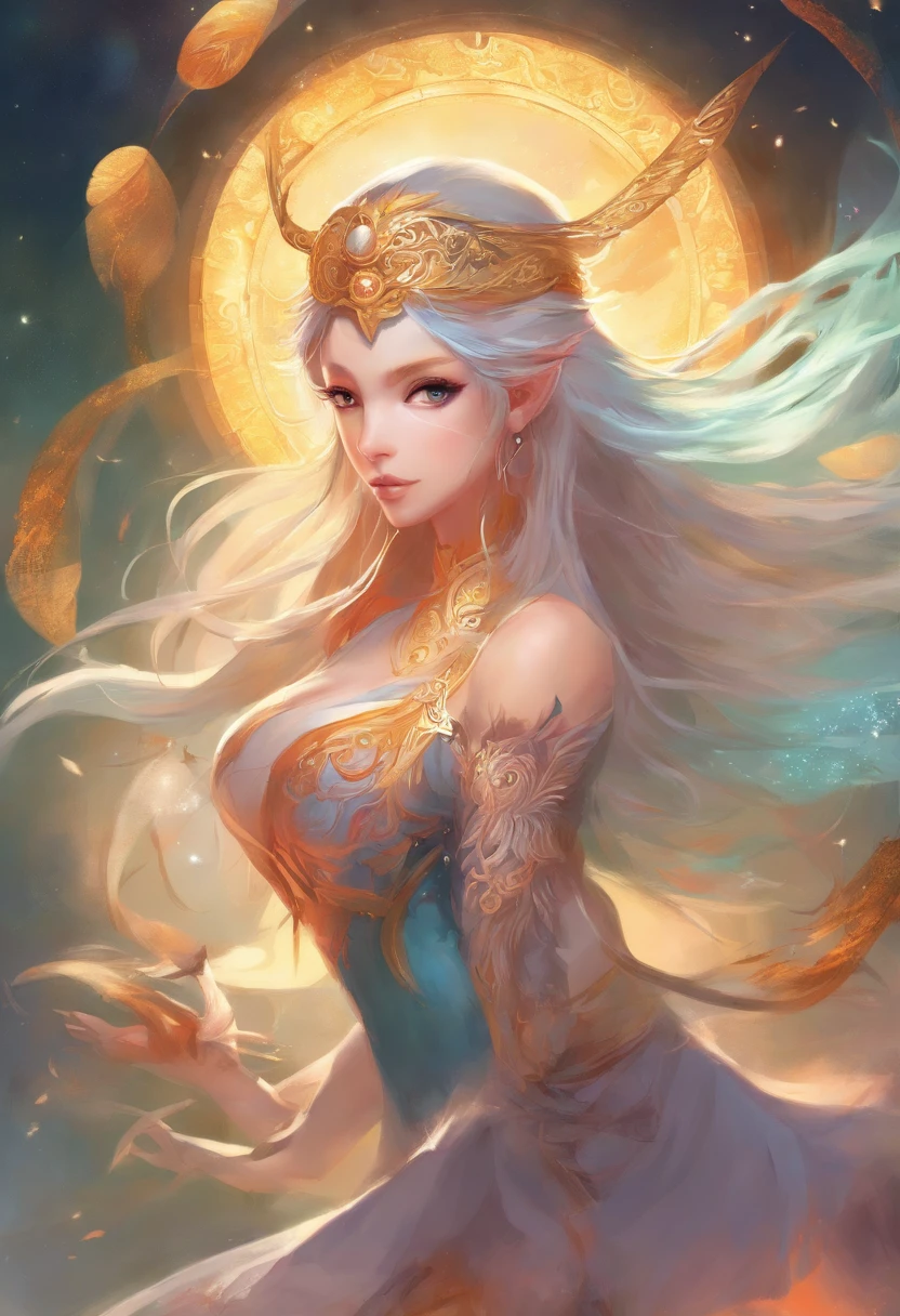 A woman with long white hair and a crown on her head - SeaArt AI