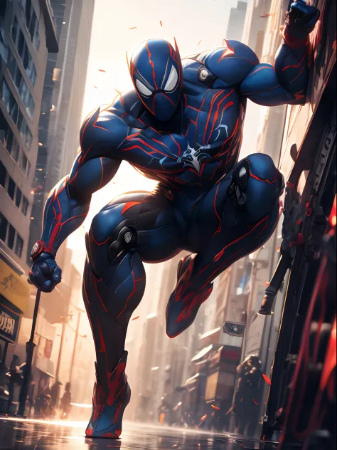 spiderman robotic suit,red,white,blue,(best quality,4k,8k,highres,masterpiece:1.2),ultra-detailed,(realistic,photorealistic,photo-realistic:1.37),HDR,UHD,studio lighting,extremely detailed suit design,vivid colors,sharp focus,physically-based rendering,adv...