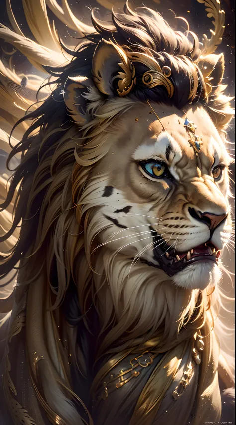 Bomba branca, holy spirit. Realistic futuristic Lion King