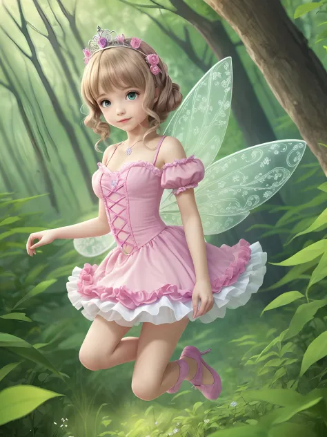 a pretty princess fairy girl , Flying in the forest, for coloring books,432703232beautiful fairies --auto --s2