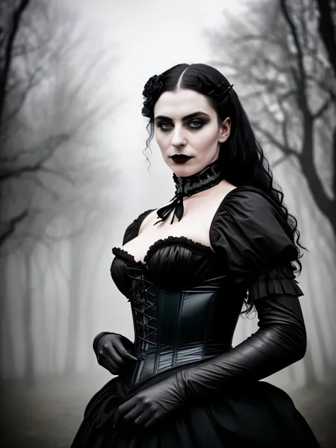 award winning RAW color photo of victorian era vampire woman+