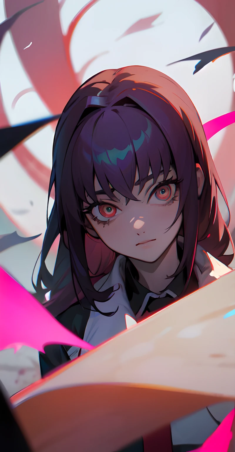 Anime girl with long hair and red eyes looking at camera - SeaArt AI