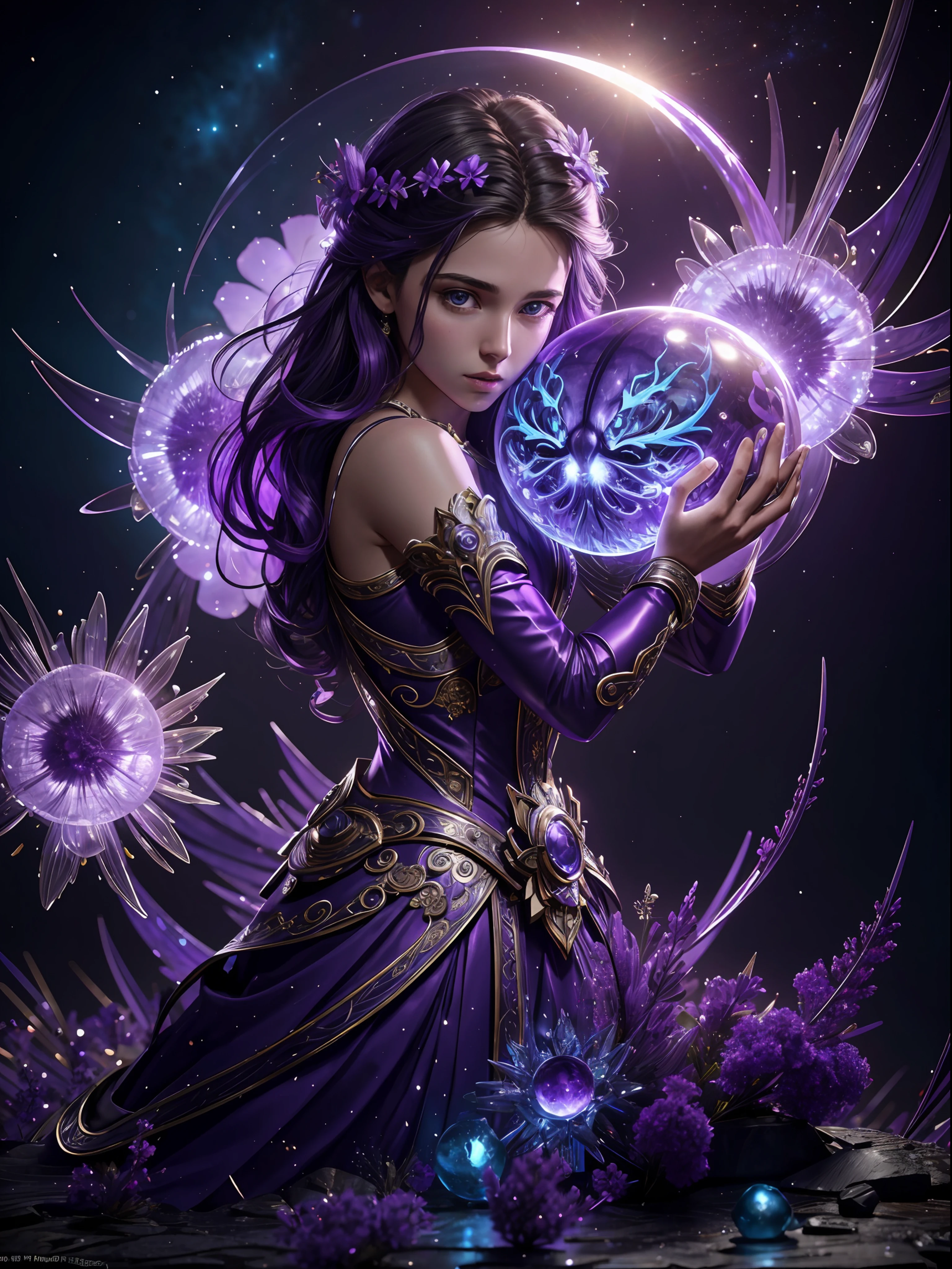 Incredible and spectacular scenes, ((high quality)), ((detailed)), ((fantasy)), "purple plasma brain, purple plasma body, realistic, best quality, 4K, flowers trapped in blisters at the top realistic, (handsome teenager and beautiful girl hugging), full body portrait", image quality (3D rendering effect) , exquisite details,