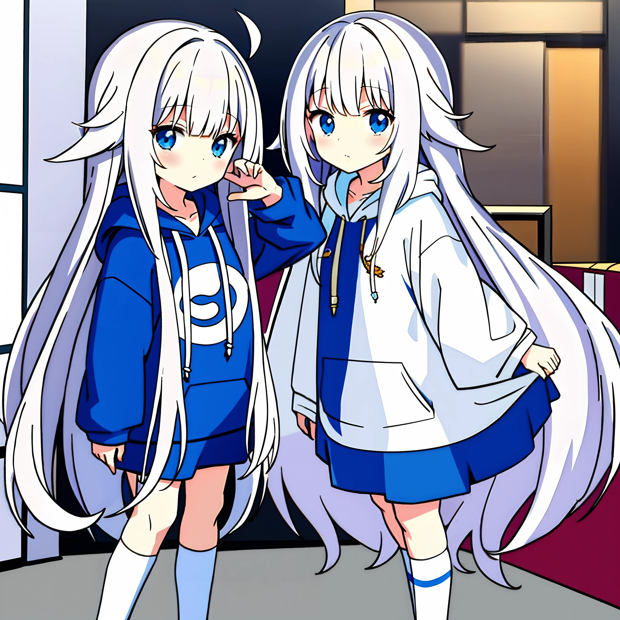 Anime characters in blue and white outfits standing next to each other -  SeaArt AI