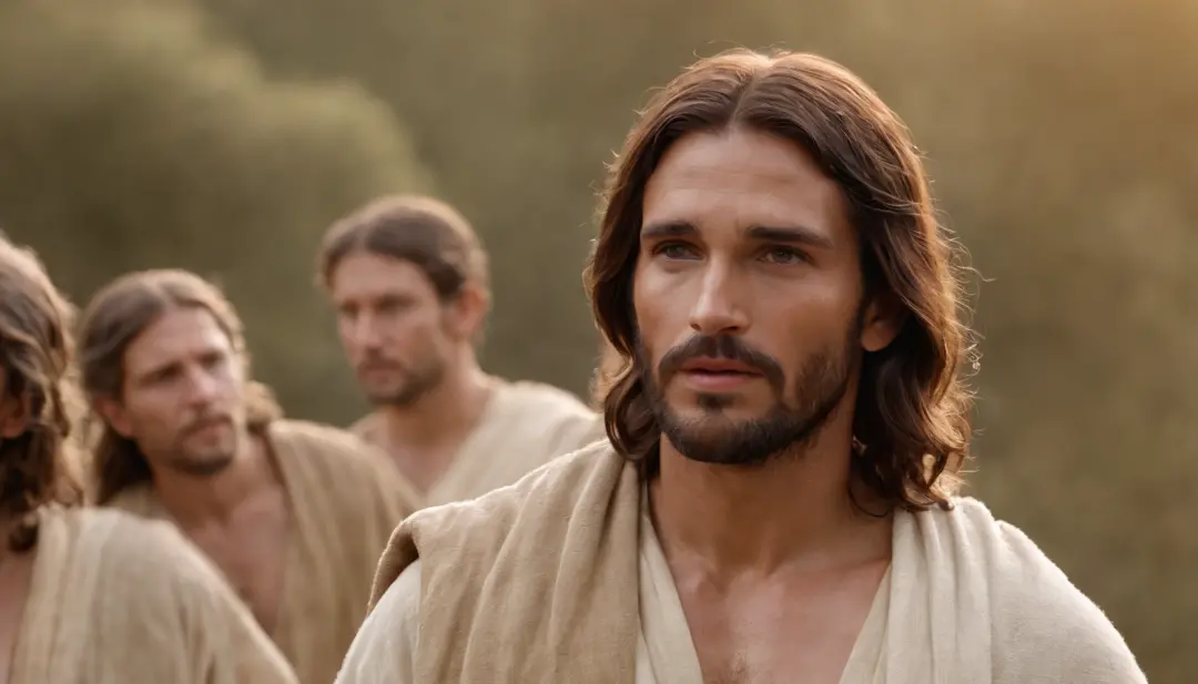 scene from the movie Jesus Christ The Passion of Christ The Resurrection in Paradise in Heaven, Detailed Face, Detailed Body, (Masterpiece: 1.5) (Photorealistic: 1.5) (Bokeh) (Best quality) (In the sky) (Intricate details) (8k) (HDR) (Gradient movie) (Cano...