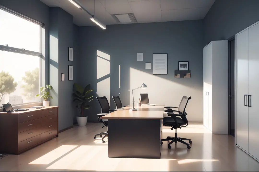 Create a beautiful minimalist office room full hd detailed