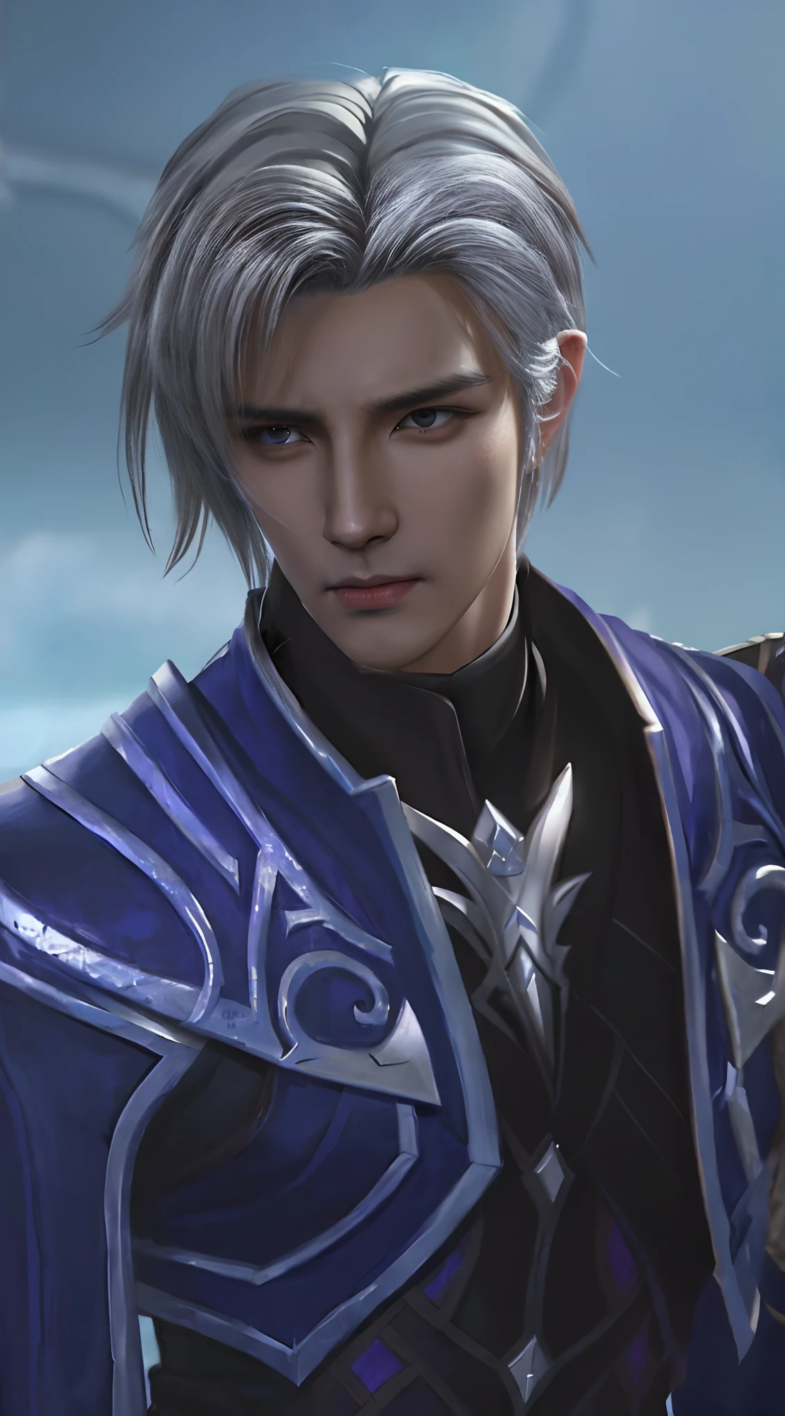 a close up of a person with a sword in a game, xqc, heise jinyao, thancred waters in style of wlop, thancred waters, keqing from genshin impact, portrait of thancred, beautiful androgynous prince, zhongli from genshin impact, son of sparda, zhao yun, inspired by Huang Shen