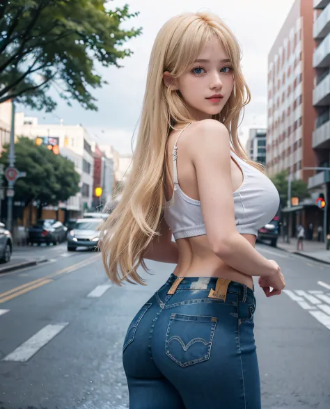 1girl, (blue eyes), smiling, (sana minatozaki), wide hips, big boobs, big ass, (best quality, 8k, masterpiece: 1.3), perfect han...