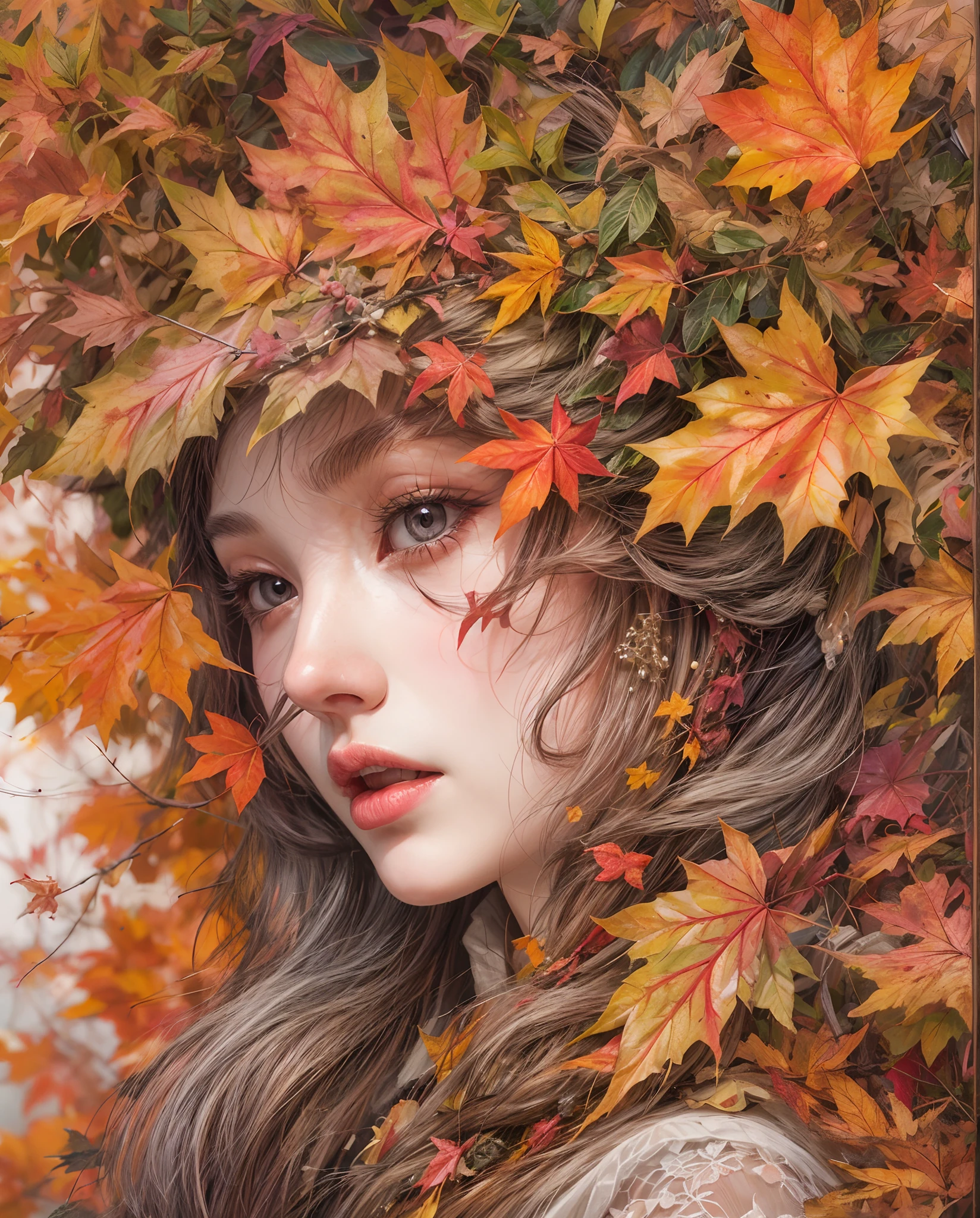 Best quality, Masterpiece, Meticulous details, intricately details, Mysterious autumn lady