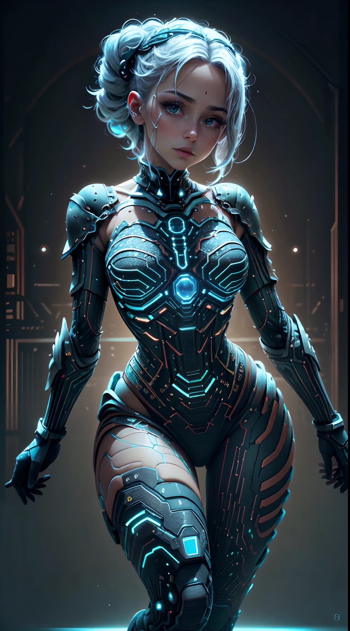 ((Best Quality)), ((Masterpiece)), (detailed: 1.4), ..3D, an image of a beautiful cyberpunk woman with thick voluminous hair,blue light particules, Pure energy, chaos, antitech,(White suit:1.4),HDR (High Dymanic Range), ray tracing ,laboratory:1.4, NVIDIA RTX, Super-Resolution, Unreal 5, subsurface dispersion, Textured PBR, post-processing, Anisotropic filtering, depth of field, Maximum clarity and sharpness, Multilayer textures, Albedo and specular maps, surface shading, Accurate simulation of light-material interaction,perfect proportions,Octane representation,two tone lighting,wide opening,Low ISO,white balance,rule of thirds,RAW 8K, unreal engine:1.4,UHD, detailed hands, La Best Quality:1.4, photorealistic:1.4, skin texture:1.4, Masterpiece:1.8,