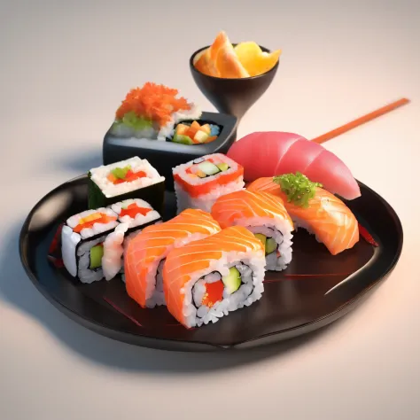 sushi，Juicy，delicacy，thermography，promo photo，Complicated details，hdr，The is very detailed，Diffuse reflections illuminate ultra-detail, (Complexity, detail, Ultra detail super-detailing), Cinematic, Hyperrealistic