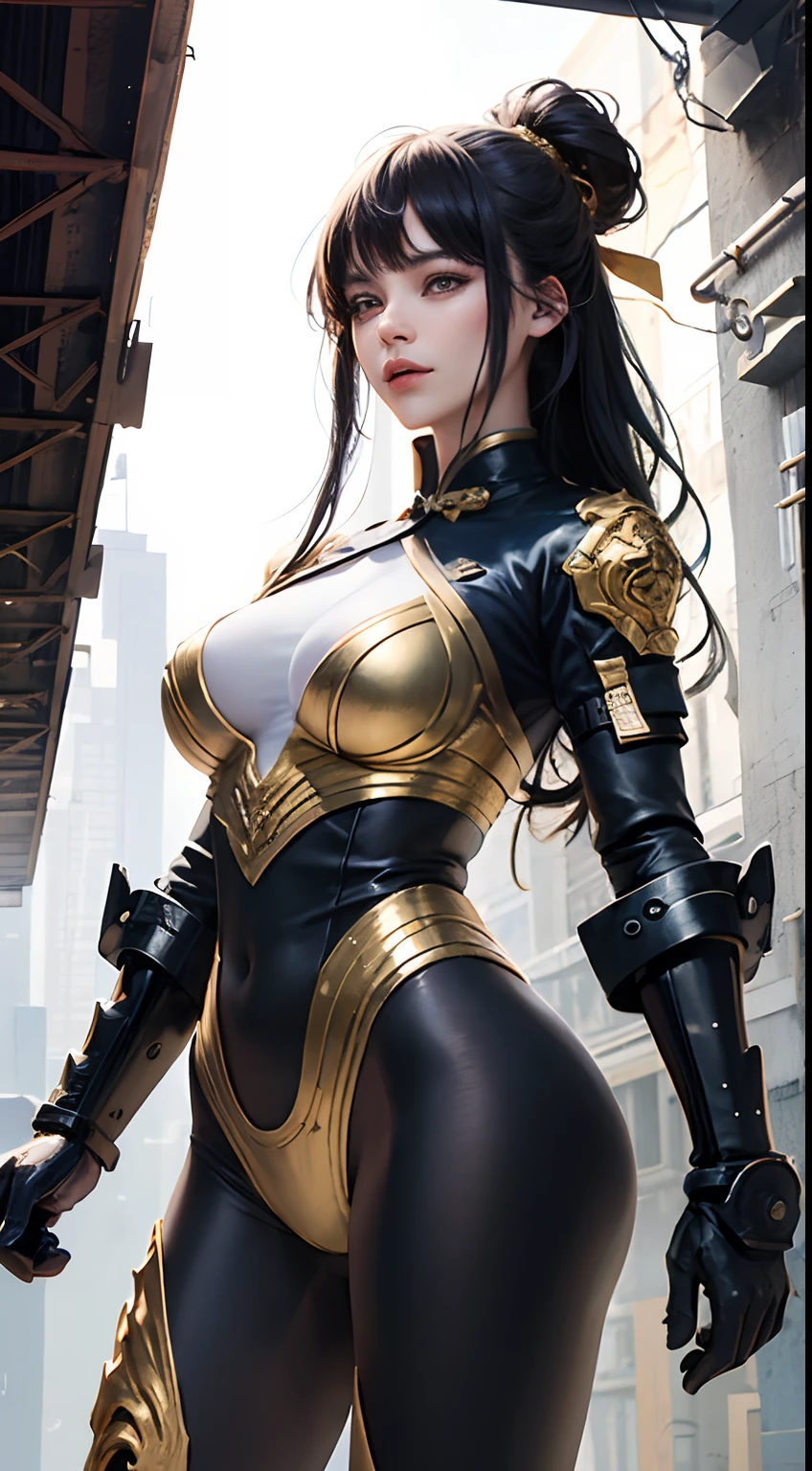 （tmasterpiece，top Quority，best qualtiy，offcial art，Beautiful and aesthetic：1.2），（1girl huge large breasts），waist - up，Tang suit，Hanfu，cyber punk style，mechs，Extremely detailed，Colorful，highestdetailed，offcial art，Unity 8k wallpaper，Ultra-detail，Beautiful and aesthetic，beatifull，tmasterpiece，best qualtiy，（zentangle，a Mandala，Tangles，Entangled），Sacred Radiance，gold foil，Gold leaf art，glitter drawing，PerfectNwsjMajic、Longhaire
