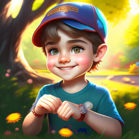 best quality, ultra-detailed, HDR, cartoon, physically based rendering, a smiling boy, beautiful detailed eyes, beautiful detail...