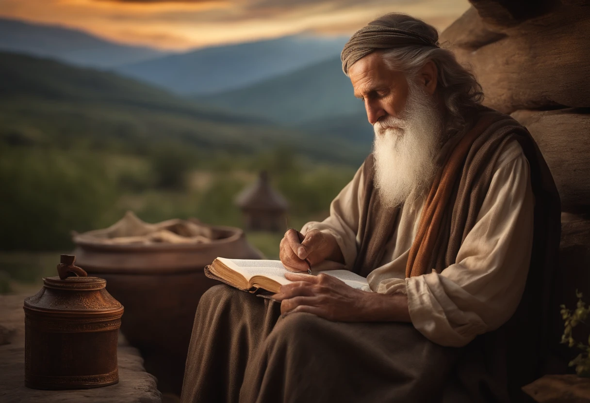 Develop An Ultra Realistic Image Of An Old Testament Prophet In A