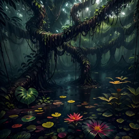 Dark jungles tropical forest