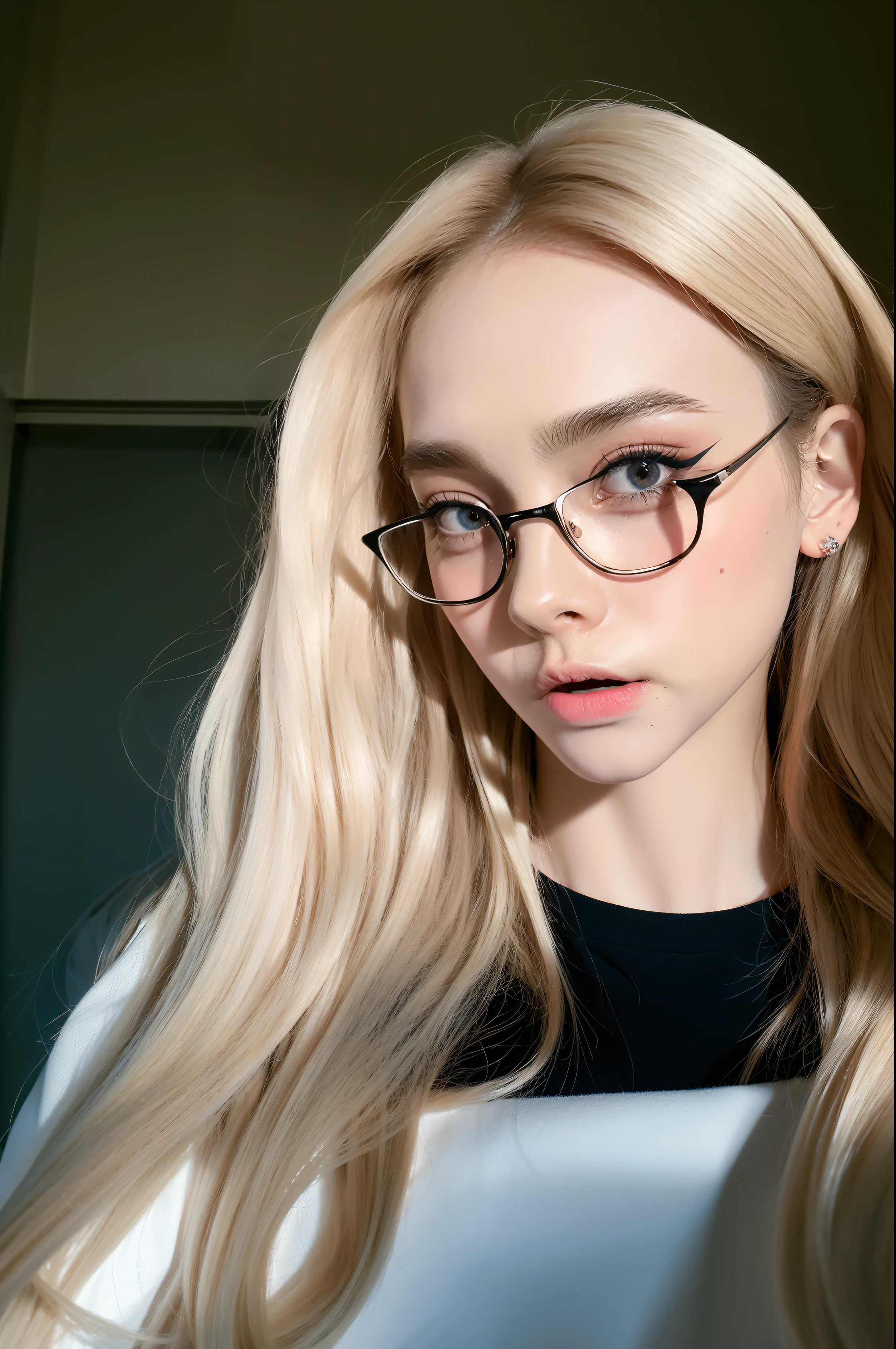 A close up of a woman with glasses looking at the camera - SeaArt AI