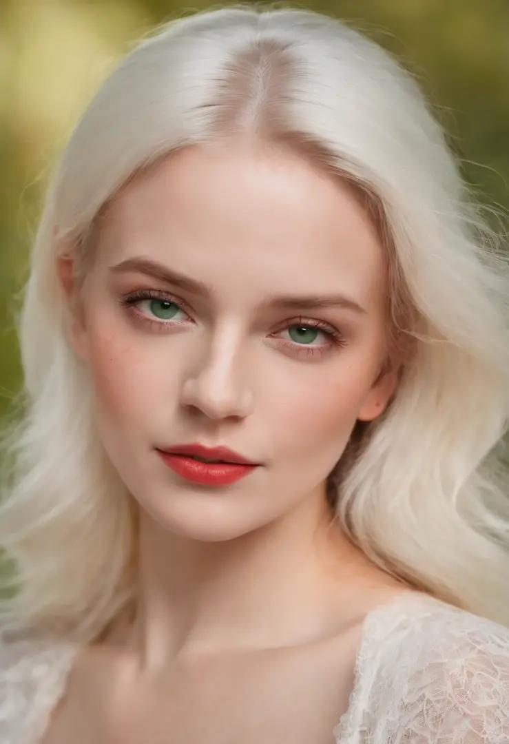 Mujer alrededor de 19 años, cabello blanco natural,, Usando Kohl, esbelto y  elegante - SeaArt AI