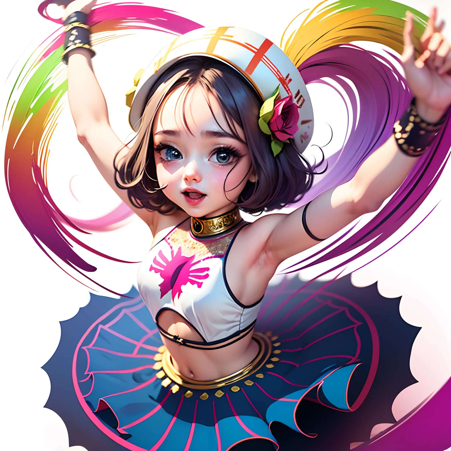 girl dancing samba at carnival, children's digital art illustration, white background --auto --s2