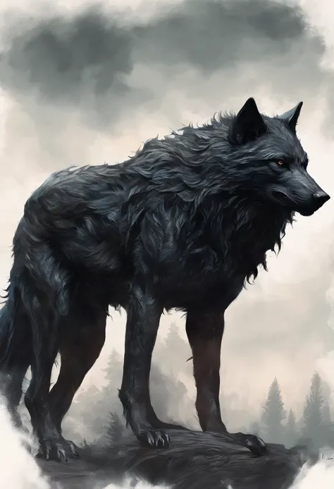 werewolf gigantic black humanoid wolf. - SeaArt AI