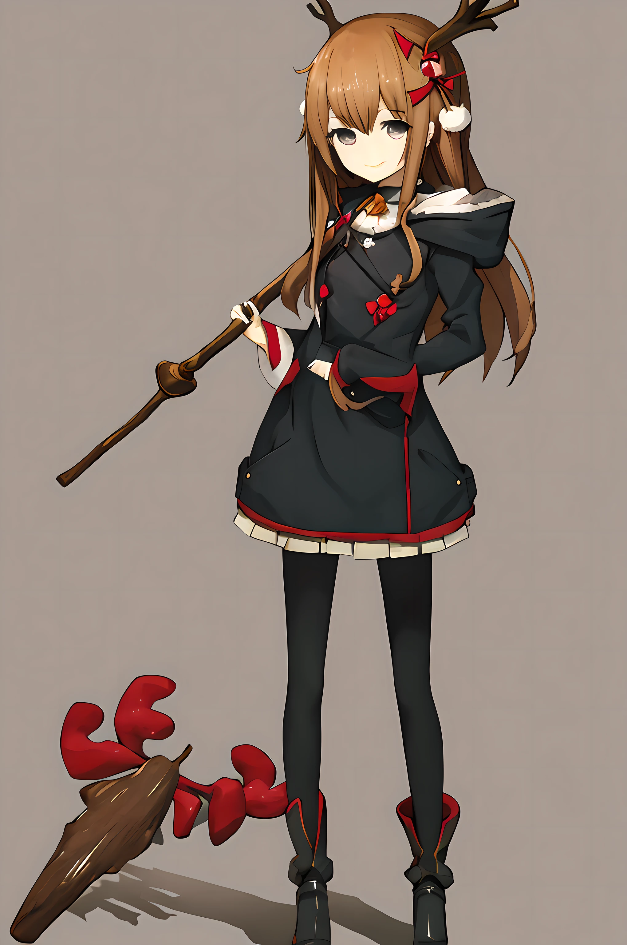 A cartoon girl with a stick and a heart on her head - SeaArt AI