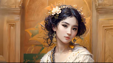 Classical art portrait perfect oriental maiden,，perfect faces， (academic art:1.4), Eugene de Blas, John William Goldward, Bougue...