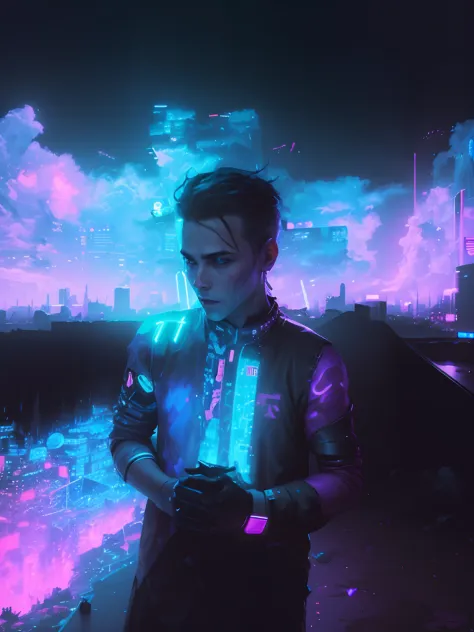 Man,cyberpunk,neon