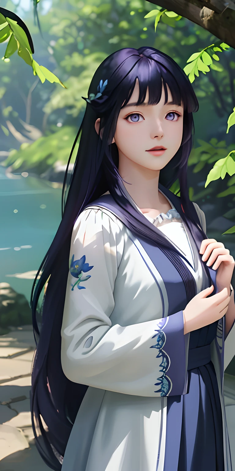 Masterpiece, best quality, (very detailed CG unity 8k wallpaper) (best quality), (best illustration), (best shadows) Nature&#39, blue sea,delicate leaves petals of various colors falling in the air light Tracking, Blunt Bangs, purple eyes, long dark blue hair,super detailed --v6