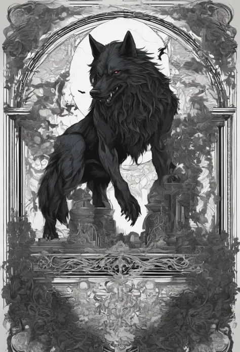 werewolf gigantic black humanoid wolf.