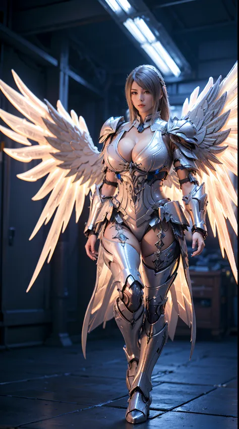 HUGE BOOBS, ICE PHOENIX DOULUO, MECHA ARMOR FULL SUIT, (CLEAVAGE), (A PAIR LARGEST WINGS), TRANSPARANT, TALL LEGS, STANDING, SEXY BODY, MUSCLE ABS.