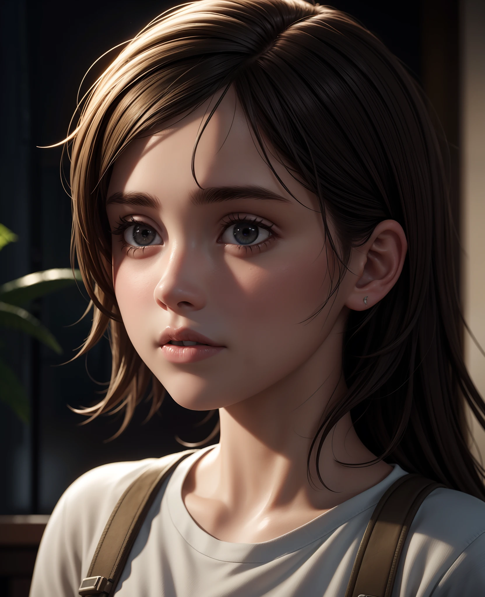 (the last of us:0.9), (Ellie:0.9), natural hair, realistic portrait, 4k, supreme detail, highly detailed, artstation, smooth, sharp focus, cinematic lighting