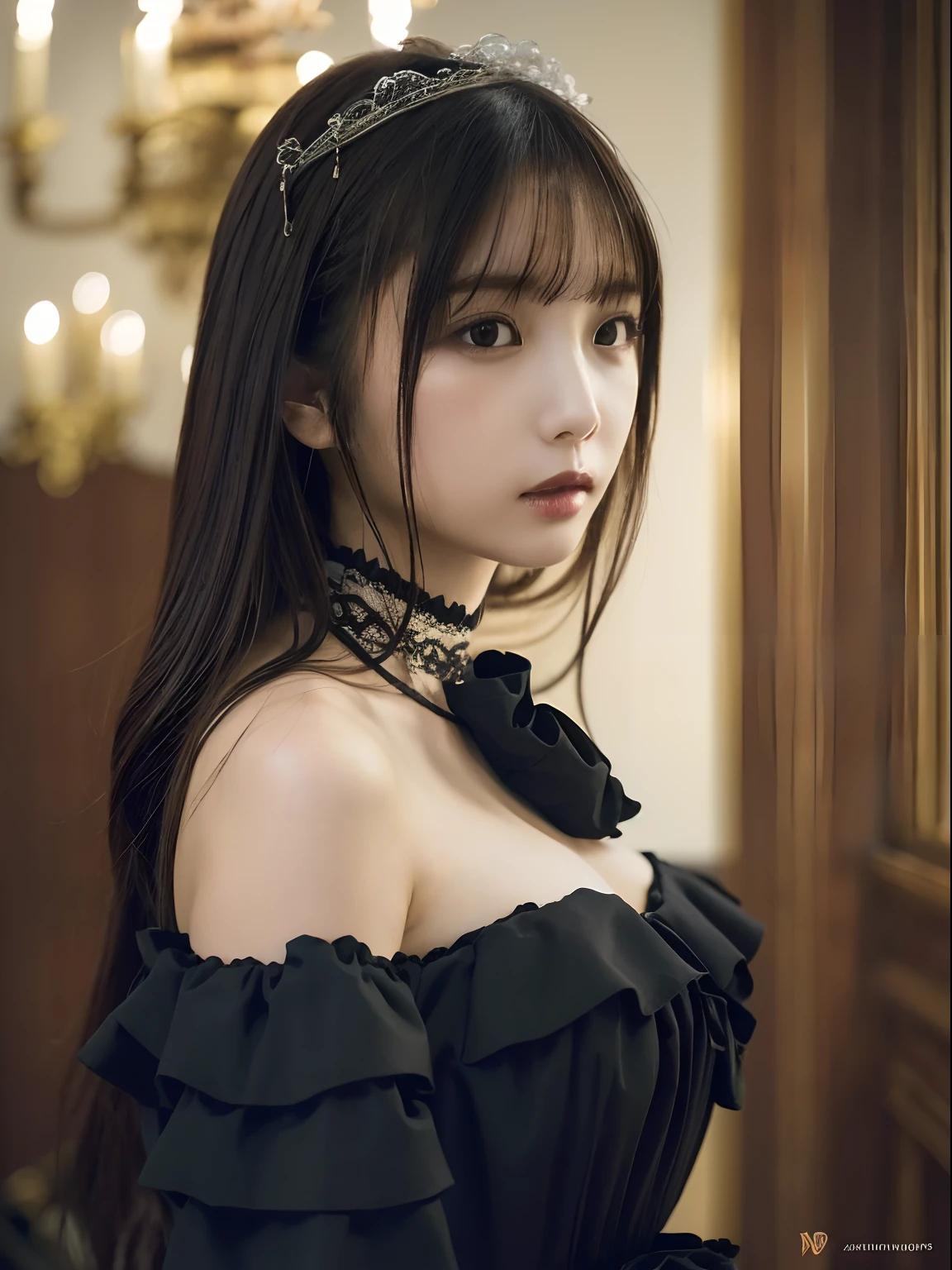 (masutepiece, Best Quality), (absurderes), (Illustration:1.2), (Ultra-detail, 8k, 超A high resolution:1.2), 1girl in, young, cinematic, (Dynamic Pose:1.2), frilly dress, gothic room, light, Tearing portraits