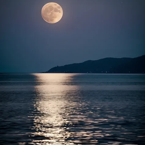 bright reflections of moonlight on water surface, water surfaceに 