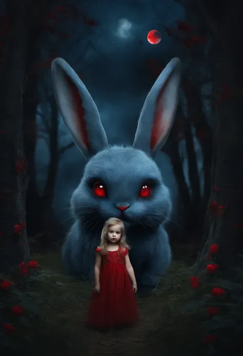 Imagine a monster in a destroyed park with the demon-possessed rabbits ...