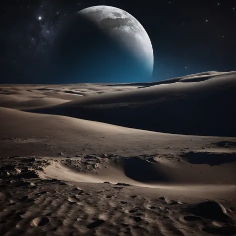 Master Parts、Superior Quality、superior image quality、The 8k quality、Beautiful pictures of the starry sky、magnifica、Arched Milky Way:1.25、Alafed view of Earth from the lunar surface:1.25, Lunar surface, space photo, on the moon, moon background, moon backgr...