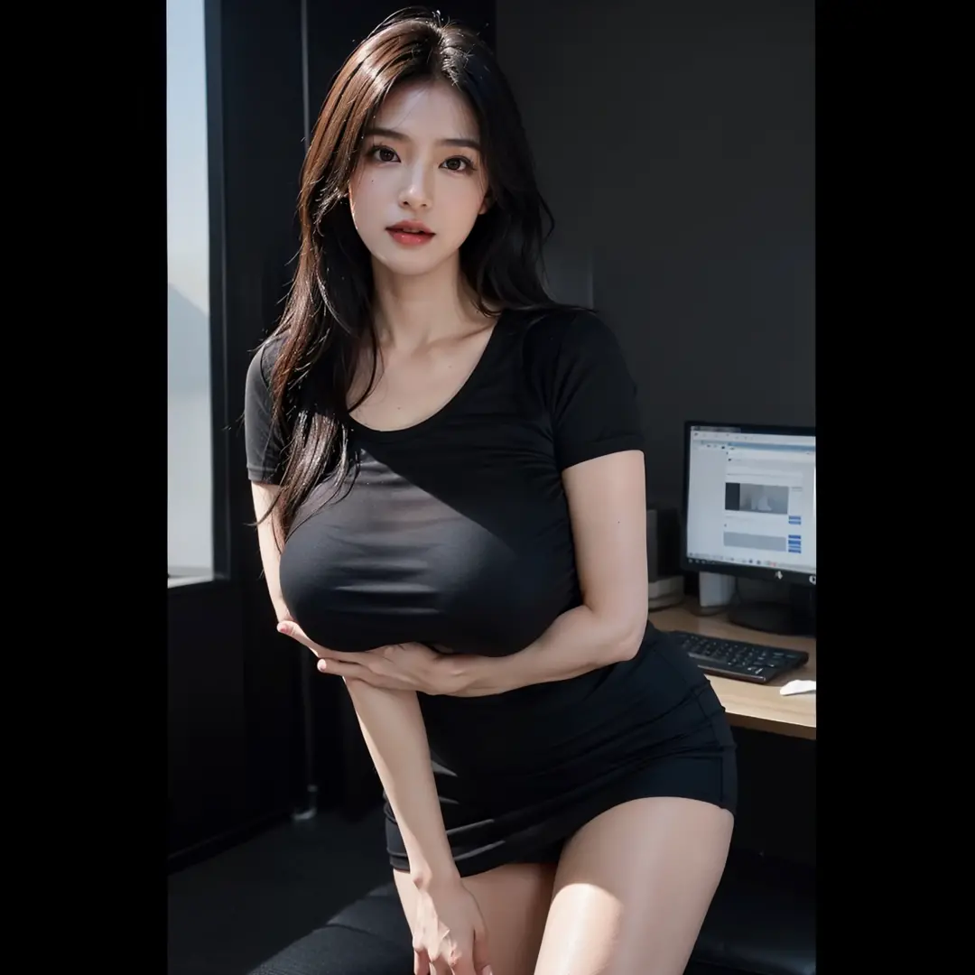 Best picture quality,8K))，Korean, top beauty，Very beautiful，(Medium  shot:1.2), {{mature woman, 30 years old lactating woman}}，(straight long  black brown hair) - SeaArt AI